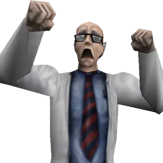 😱 naukowiec, podekscytowany, fartuch laboratoryjny, laboratorium, niespodzianka telegram sticker