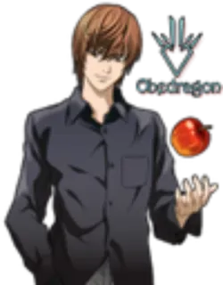 🍎 Light Yagami Death Note Аниме, Лайт Ягами, Тетрадь смерти, Яблоко, Манга, Персонаж telegram sticker