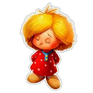 😒 卡通, 女孩, 红裙子, 悲伤, 可爱, 动漫 telegram sticker