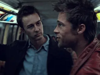 👊 Fight Club Fight Club, Brad Pitt, Edward Norton, Filmszene, Tyler Durden, Erzähler telegram sticker