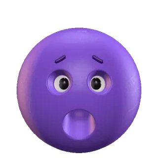 😮 Эмодзи, Фиолетовый, Мяч, В шоке, Удивлен, Лицо telegram sticker