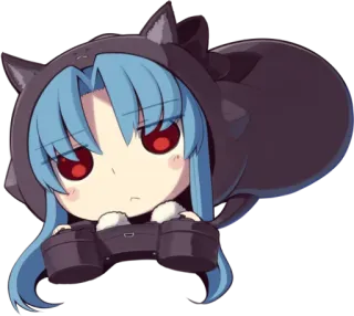😍 Anime, Chibi, Gatto, Carino, Capelli blu, Occhi rossi whatsapp sticker
