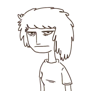 😶 Cartoon, Figur, Ausdruck, Frau, gelangweilt, Illustration, Skizze telegram sticker