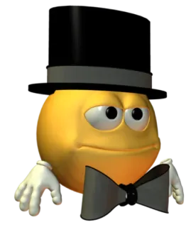 🎩 Emoji, Cilindro, Cartone animato, Personaggio, Giallo, Emoticon whatsapp sticker