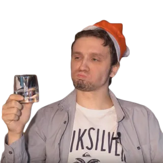 🤢 man, santa hat, christmas, drink, holiday, portrait telegram sticker