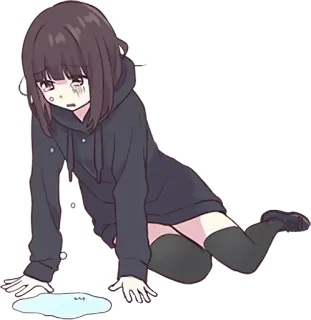 😭 anime, girl, sad, crying, emotional, hoodie, tears telegram sticker