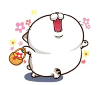 🤪 Katze, Blumen, Korb, Cartoon, süß, fröhlich, skurril telegram sticker