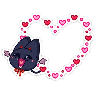 🥰 carino, pipistrello, cuore, kawaii, cartone animato, adesivo telegram sticker