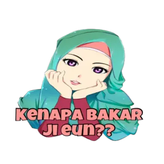 😏 Kenapa BAKAR JI eun?? Dessin animé, Femme, Hijab, Anime, Question telegram sticker