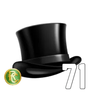 7️⃣ 71 sombrero de copa, número 71, sombrero, pegatina telegram sticker