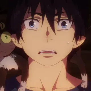 ☁️ Rin Okumura Blue Exorcist Anime, Blue Exorcist, Rin Okumura, Charakter, Schockiert, Besorgt telegram sticker