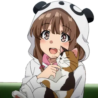 😀 动漫, 女孩, 猫, 熊猫, 帽衫, 可爱 telegram sticker