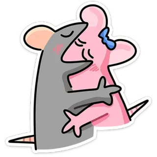 😘 หนู, หนู, ความรัก, กอด, คู่รัก, การ์ตูน, น่ารัก telegram sticker