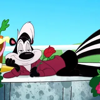 🥕 Pepe Le Pew dibujos animados, zorrillo, rosa, romance, Looney Tunes, personaje telegram sticker