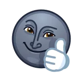 👍 ยกนิ้วโป้ง, อีโมจิ, พระจันทร์, อนุมัติ, ชอบ, บวก, เห็นด้วย telegram sticker