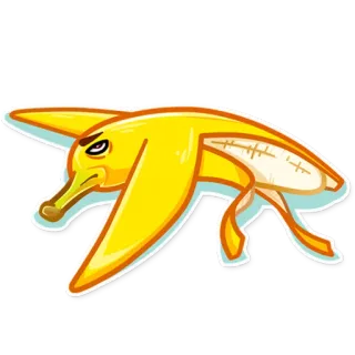 😞 банан, злой, фрукт, мультфильм, стикер, желтый telegram sticker