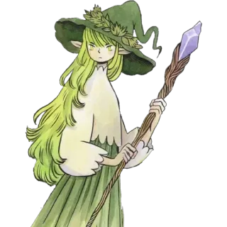 🧝‍♀ 마녀, 마법, 지팡이, 판타지, 초록색, 엘프, 캐릭터 telegram sticker