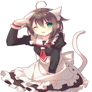 🐱 Anime, Katzenmädchen, Maid, Süß, Kawaii whatsapp sticker