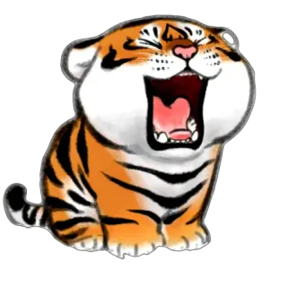 😱 tigre, carino, animale, cartone animato, sbadiglio, assonnato telegram sticker