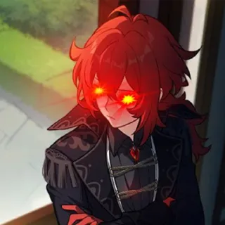👿 Diluc Genshin Impact Diluc, Genshin Impact, videojuego, anime, ojos rojos telegram sticker