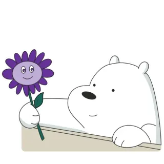 🌸 Ice Bear We Bare Bears Urso Polar, Irmão Urso, Desenho animado, Flor, Fofo, Urso polar telegram sticker