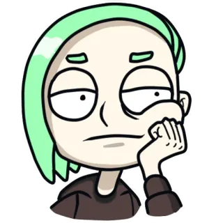 😒 만화, 애니메이션, 그림, 스티커, 민트색 머리, 표정, 캐릭터 telegram sticker