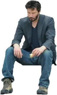 😔 Keanu Reeves Keanu Reeves, traurig, essen, Mann, Schauspieler telegram sticker
