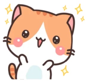 🤩 mèo, dễ thương, kawaii, vui vẻ, hoạt hình, nhãn dán, động vật whatsapp sticker