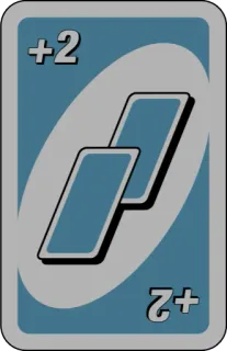 💙 Uno +2 card game, uno, plus two, blue whatsapp sticker