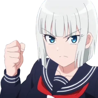 💪 Аниме, Девочка, Злая, Кулак, Мультфильм, Школьная форма telegram sticker