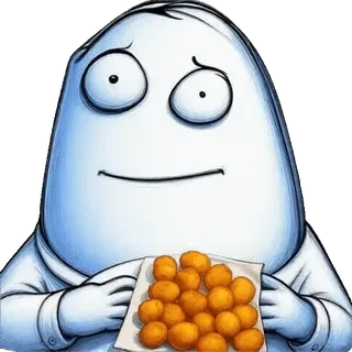 🌟 Мем, Картофель, Выражение, Держит еду, Смешно, Мультфильм, Персонаж telegram sticker