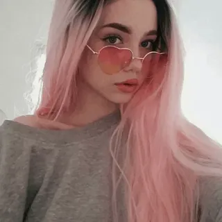⚓️ Frau, Mädchen, pinke Haare, Herz Sonnenbrille, Porträt telegram sticker