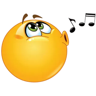😬 Emoji, Dessin animé, Musique, Sifflet, Note telegram sticker