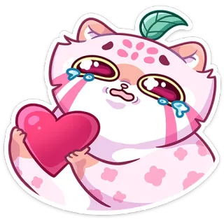 ❤️ naklejka, kreskówka, słodki, zwierzę, płacz, serce, kot whatsapp sticker