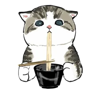 🍜 gato, gatito, fideos, comida, animal, lindo whatsapp sticker