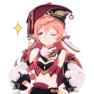 😉 Yanfei Genshin Impact yanfei, genshin impact, anime, jogo, personagem, vermelho, fantasia telegram sticker
