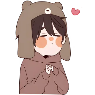 ☺️ cartoon, boy, heart, love, cute, bear, hat telegram sticker