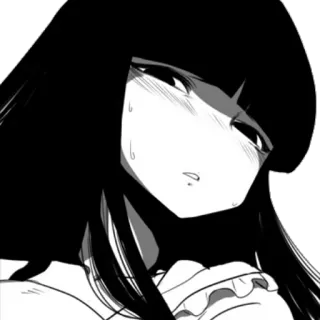 😣 Anime, Mangá, Garota, Preto e branco, Suor, Expressão telegram sticker