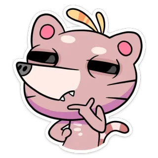 🤔 animal, cartoon, cat, cute, funny, thinking, smirking whatsapp sticker