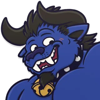 🖐 Furry, Antropomorf, Cartoon, Karakter, Blauw, Dier, Lachend, Monster telegram sticker