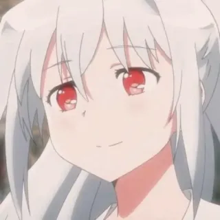 🙂 anime, garota, cabelo branco, olhos vermelhos, desenho animado telegram sticker