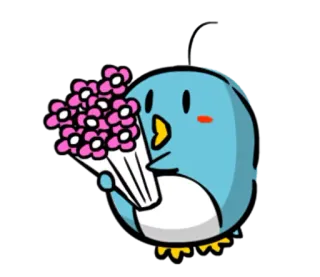 💐 Vogel, Blumen, süß, kawaii, Cartoon, Tier, Strauß telegram sticker