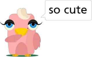 ☺️ so cute pássaro, fofo, desenho animado, adorável, rosa, animal telegram sticker
