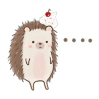 💬 erizo, animal, lindo, postre, tarta, dulce, cereza, sprinkles whatsapp sticker