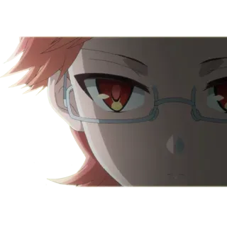 😶 Anime, Lunettes, Yeux rouges, Personnage, Art, Autocollant whatsapp sticker