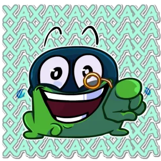 😂 XAXAXAXAXAXAXA лягушка, мультфильм, зеленый, монокль, персонаж, улыбка telegram sticker