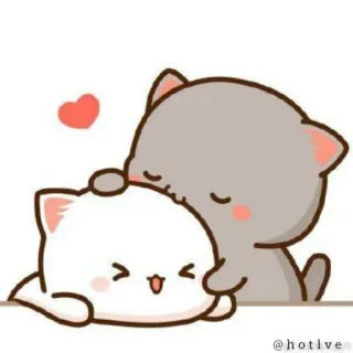 😍 @hotlve cats, love, cute, kawaii, heart, animals telegram sticker