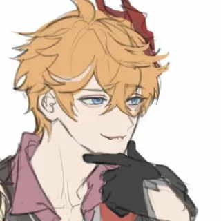 😏 Tartaglia Genshin Impact Anime, Videojuego, Genshin Impact, Tartaglia, Personaje, Fanart, Sonriendo con sorna whatsapp sticker
