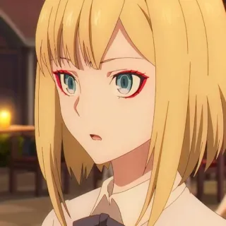 ✨ Anime, Fille, Cheveux blonds, Yeux bleus, Personnage, Portrait, Dessin animé telegram sticker