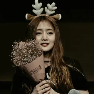 ✖️ woman, girl, portrait, deer antlers, flowers, person, cute telegram sticker